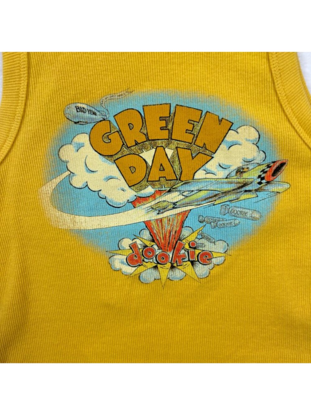 Green Day Dookie Yellow Baby Tank Top Small Band Merch Cotton Cropped - Picture 2 of 7